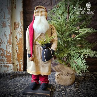 Santa with Greenery in Bag - 21" T