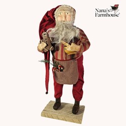 Baker Santa Gingerbread Striped Shirt, Red Cap & Stirring Bowl - 20"