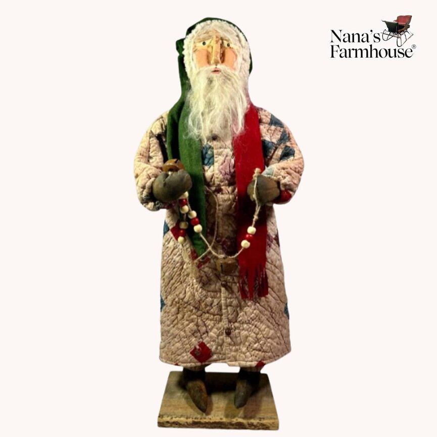 Old Time Quilt Santa Holding Beads - 24"
