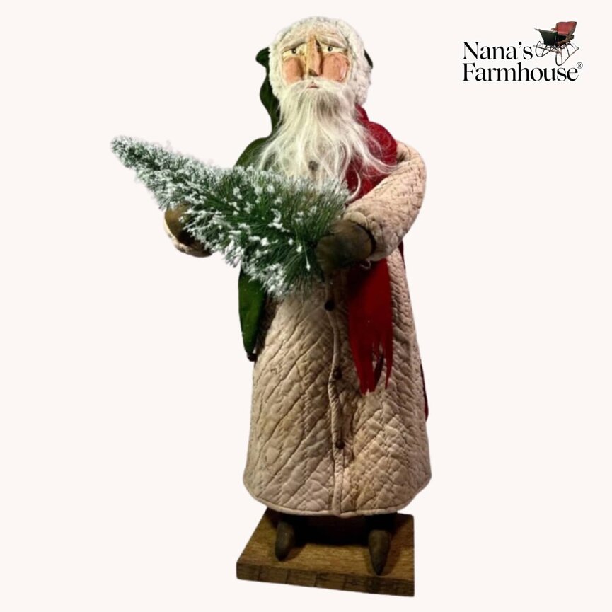 Primitive Santa in Tattered Quilt Robe - 24"