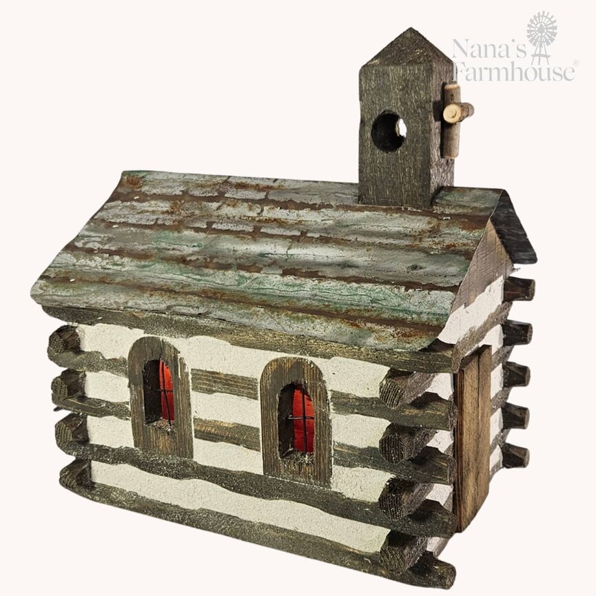 The Old Church Log Cabin Lighted - 15" x 10.5" x 13.5"