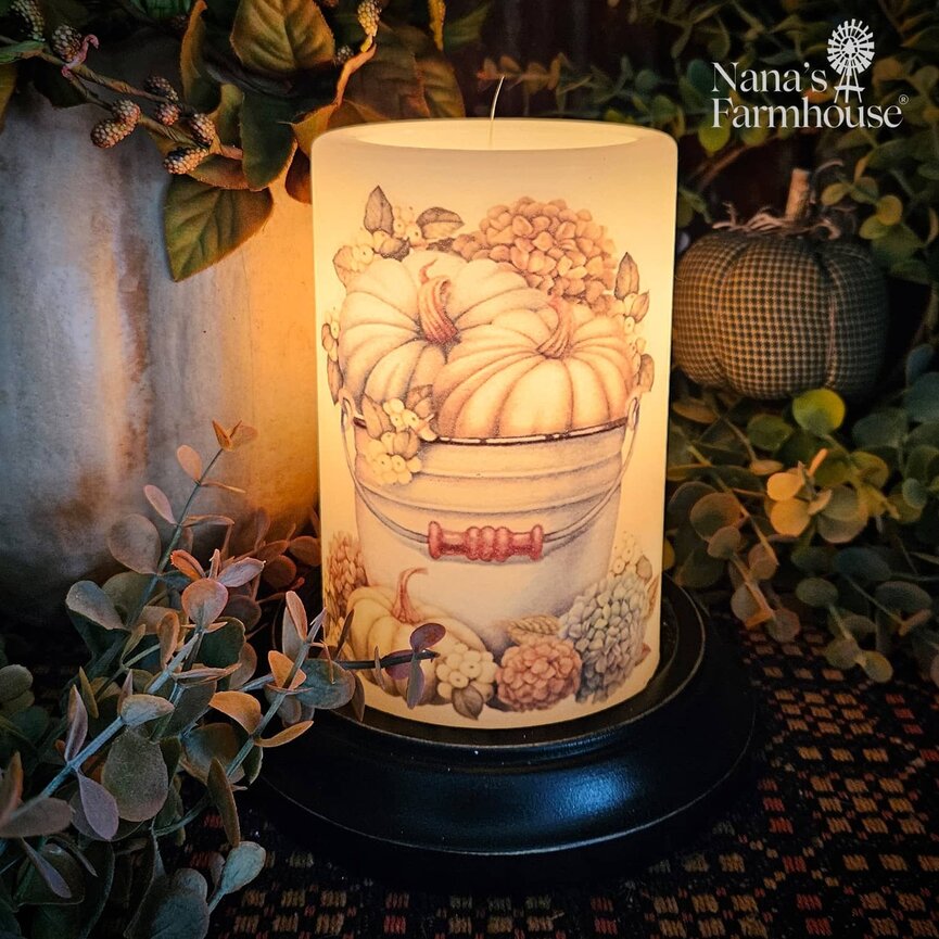 Neutral Fall Bucket Vanilla Candle Sleeve