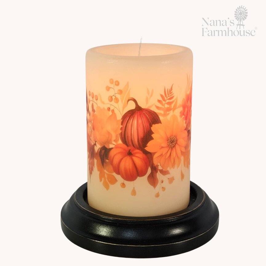 Rusty Fall Flowers Candle Sleeve -Antique Vanilla