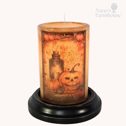 Spooky Fall Jack & Candle Candle Sleeve - Brown Sugar