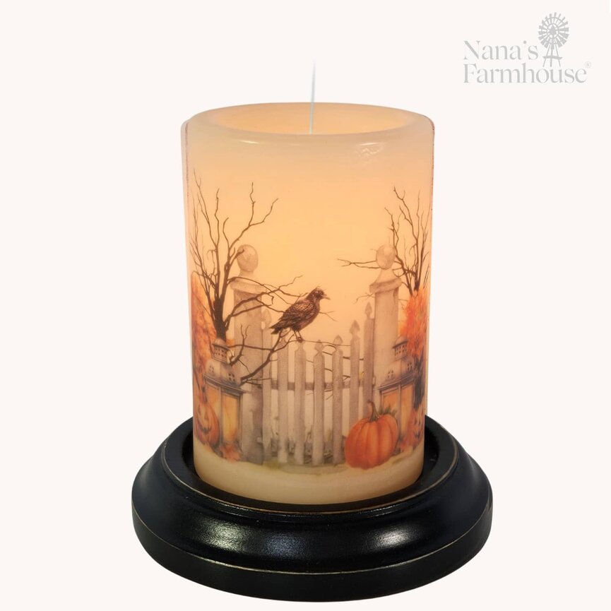 Garden Gate Halloween Candle Sleeve - Antique Vanilla