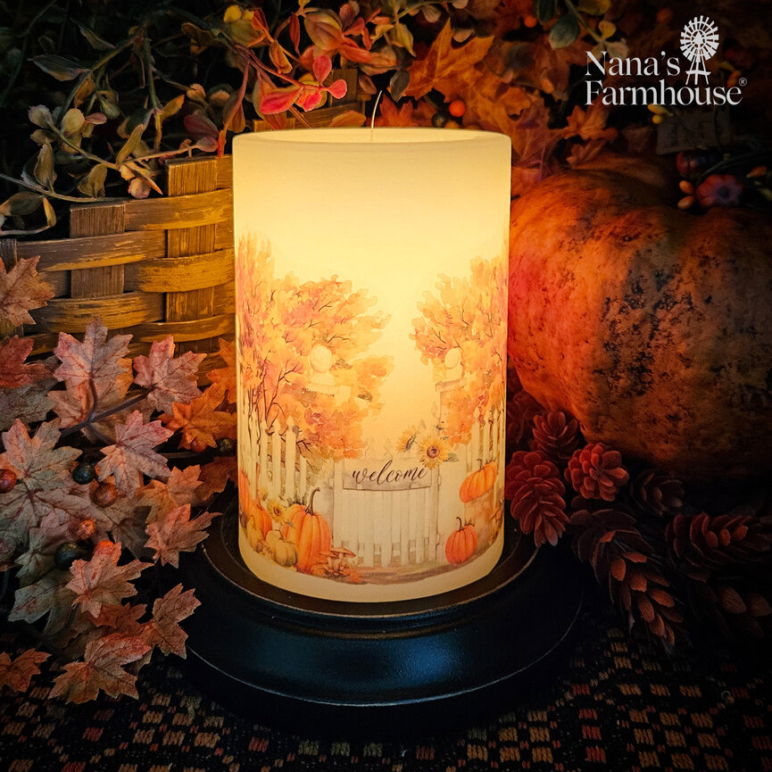 Garden Gate Fall Candle Sleeve - Vanilla