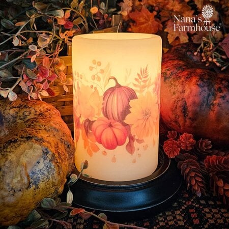 Rusty Fall Flowers Candle Sleeve - Antique Vanilla
