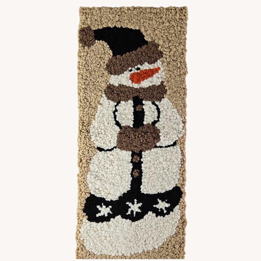 Hooked Rug Tall Snowman with Stocking Cap - 23" x 10"