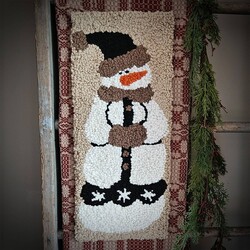 Hooked Rug Tall Snowman with Stocking Cap - 23" x 10"