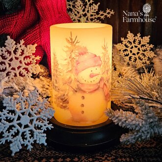 Winter Woods Snowman Candle Sleeve - Antique Vanilla