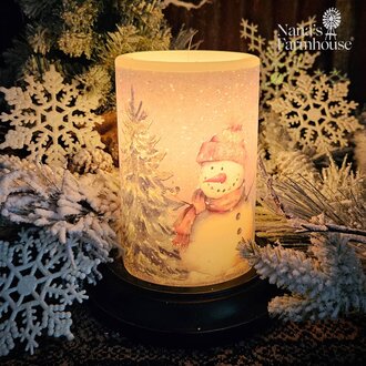 Gray Night Snowman Candle Sleeve - Gumdrop