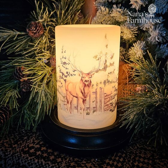 Winter Deer Forest Candle Sleeve Vanilla