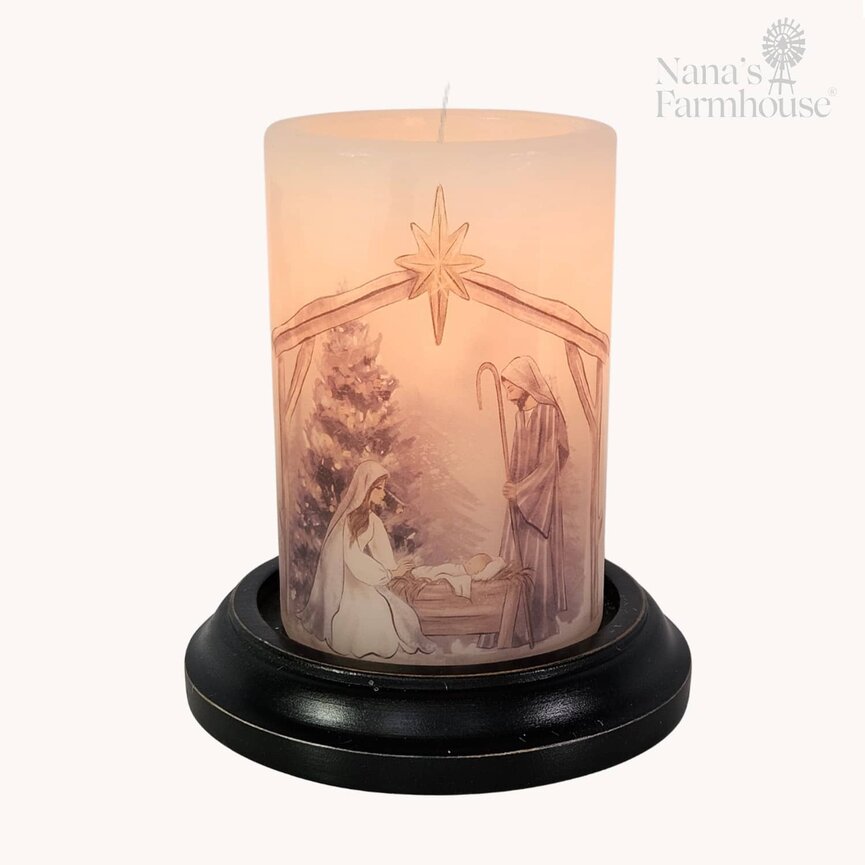 Watercolor Nativity Candle Sleeve Vanilla