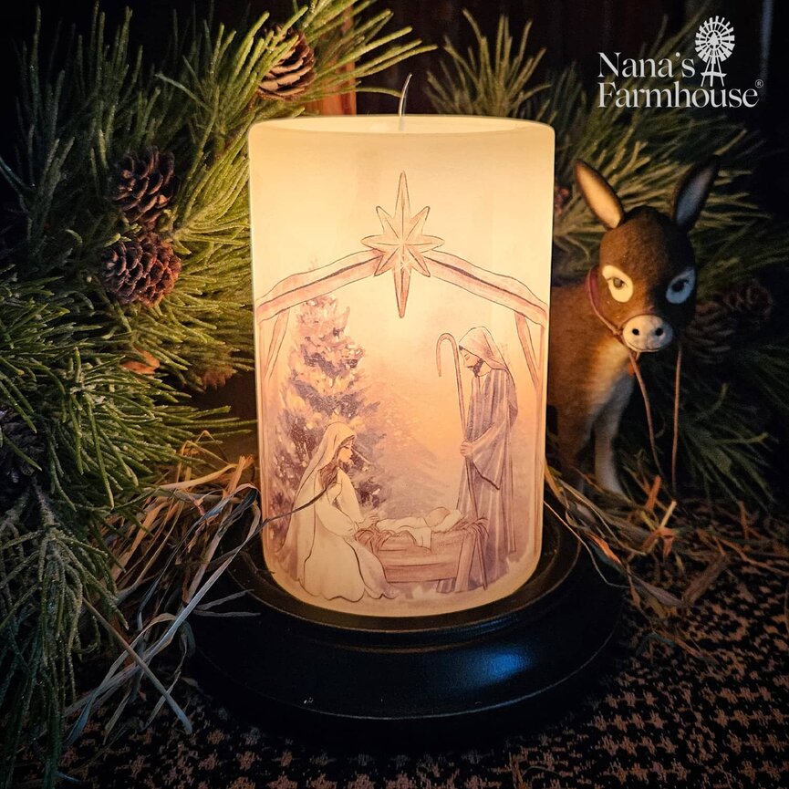 Watercolor Nativity Candle Sleeve Vanilla