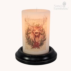 Christmas Deer Wreath Candle Sleeve - Vanilla