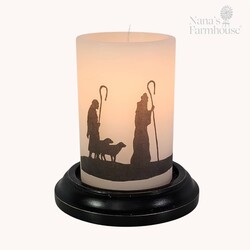 Vintage Nativity Shepherds Candle Sleeve - Vanilla
