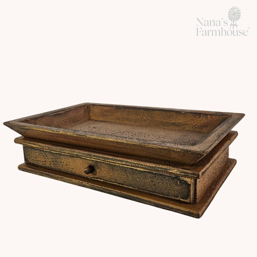 Rectangle Candle Tray with Drawer - 18" x 12" x 4.5"