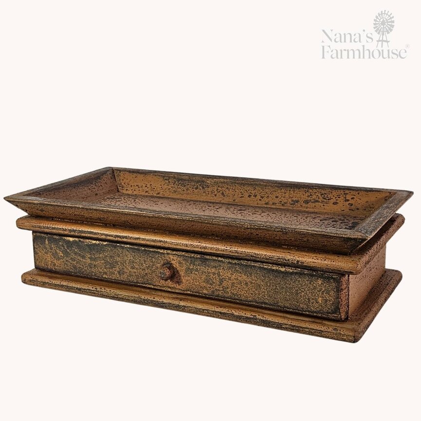 Rectangle Candle Tray with Drawer - 16" x 8" x 4"