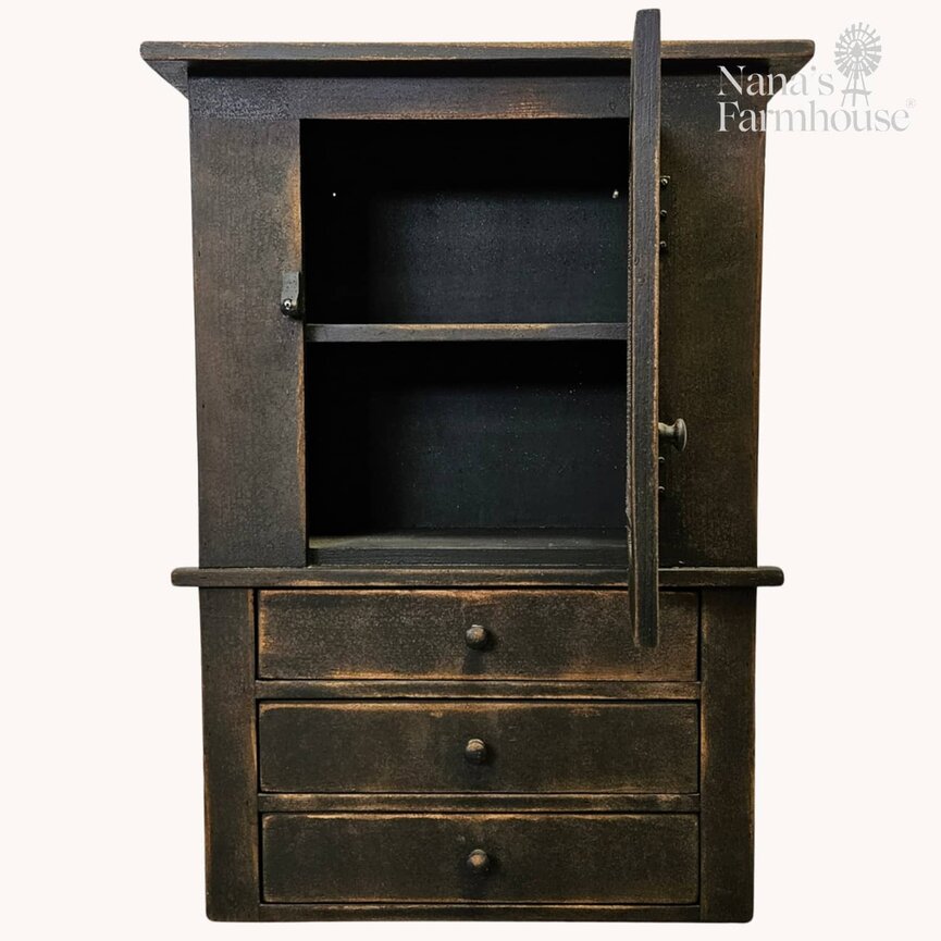 Wall Cupboard with Star Tin Black - 37" x 26" x 8"