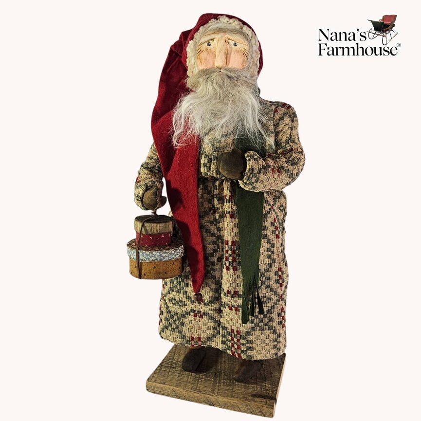 Santa Green & Tan Coverlet Robe with Light Hat Boxes & Tan Pants - 20"