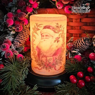 Vintage Santa Wreath Candle Sleeve