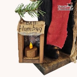 Scrooge Clay Face Doll with Red Scarf Holding Lantern Light - 24"
