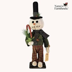 Walter Snowboy Brown & Green Plaid Plants with Candy Cane  - 19"