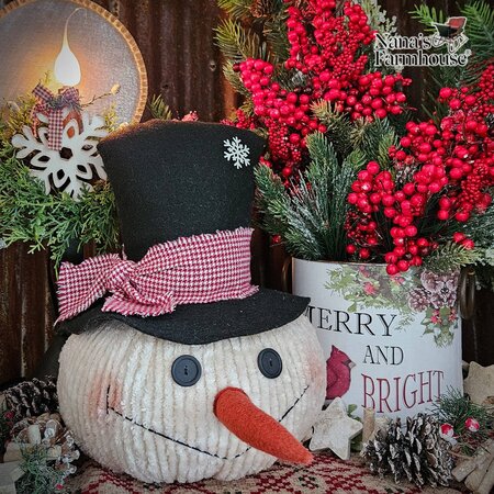 Chenille Big Joe Snowman Head Doll
