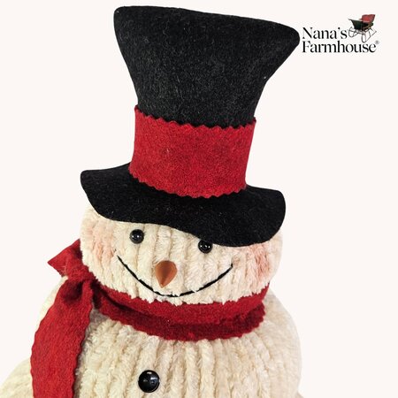 Chenille Stacked Snowman Doll with Solid Red Scarf - Large