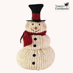 Chenille Stacked Snowman with Red Scarf Small - 11" x 7"