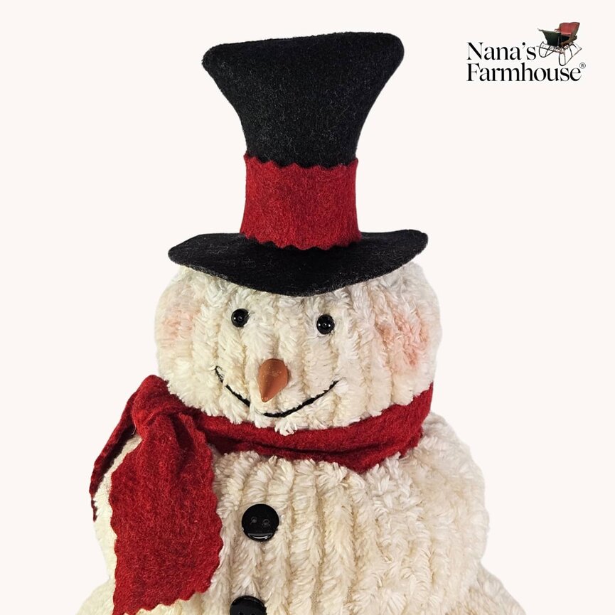Chenille Stacked Snowman with Red Scarf Small - 11" x 7"