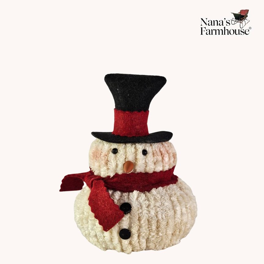 Chenille Roly Poly Snowman with Red Scarf Extra Small 7.5" x 5"