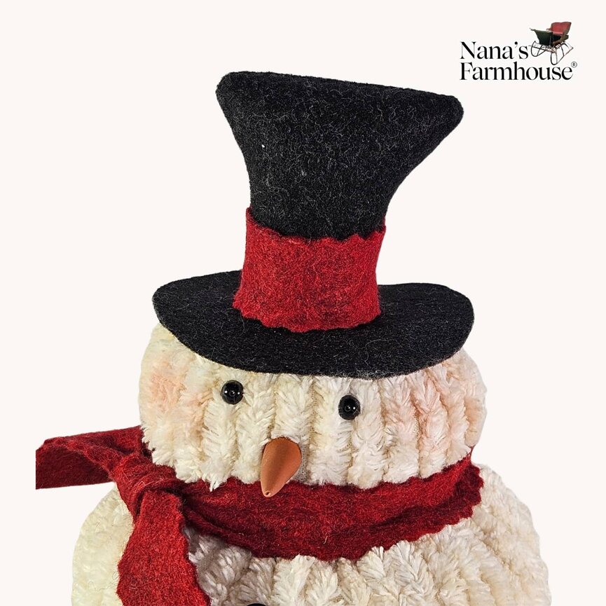 Chenille Roly Poly Snowman with Red Scarf Extra Small 7.5" x 5"