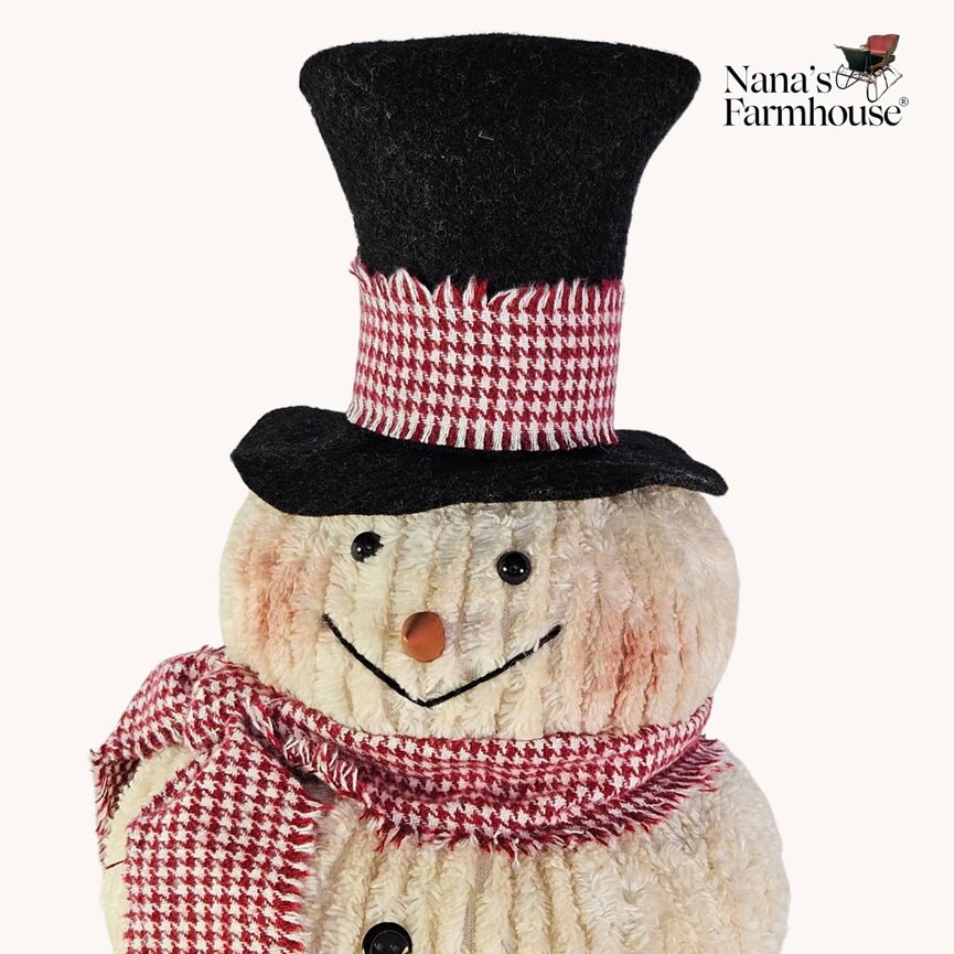 Chenille Stacked Snowman with Red Houndstooth Scarf Large - 15.5" x 10"