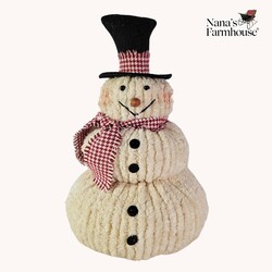 Chenille Stacked Snowman with Red Houndstooth Scarf Small - 11" x 7"