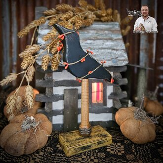 Folk Art Crow On Mustard Base - 10.5"