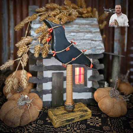 Folk Art Crow On Mustard Base - 10.5"
