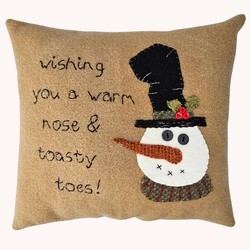 Wishing You A Warm Nose & Toasty Toes Wool Pillow - 10.5" x 9.5"