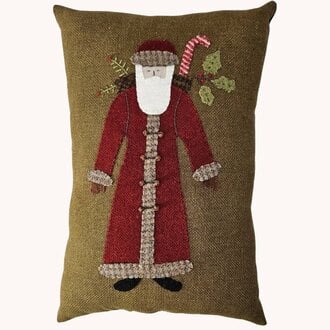 Primitive Santa Wool Applique Pillow