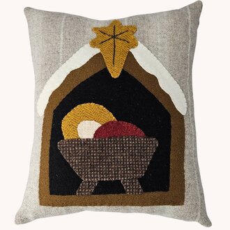 Nativity Wool Applique Pillow