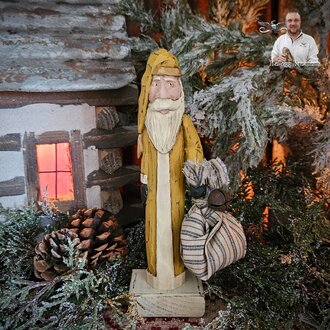 Hand Carved Santa in Mustard Robe