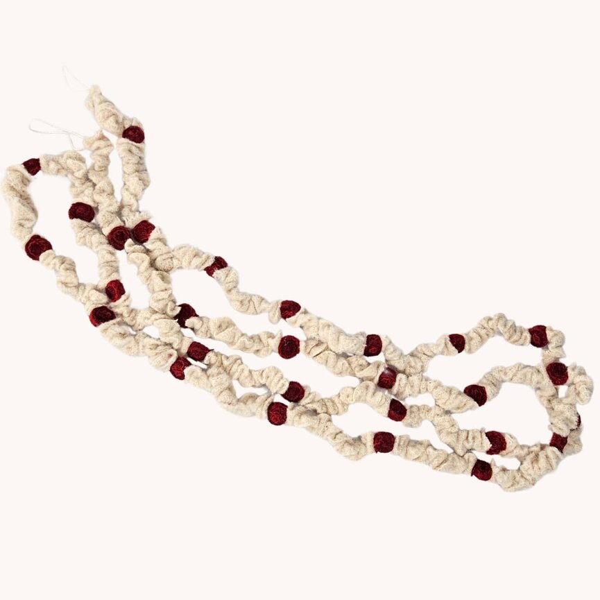 Popcorn & Cranberry Garland Wool - 68"