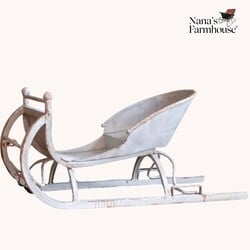 Distressed Metal Sleigh White - 33.5" x 14" x 14.5"