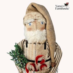 Workshop Santa with Apron, Candy Canes & Greenery - 15.5"
