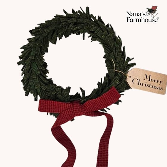 Gallaway Girl Wool Felt Wreath Seeded Strawberry Bow