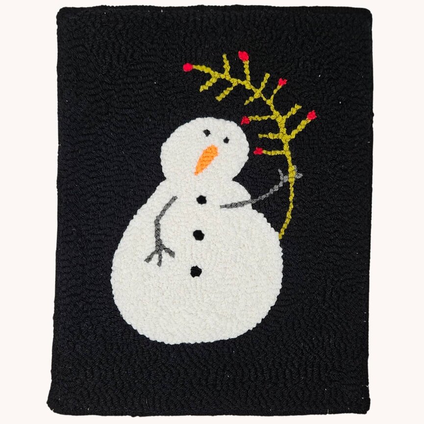 Needle Punched Rug Sparkled Snowman - 12" x 9.5"