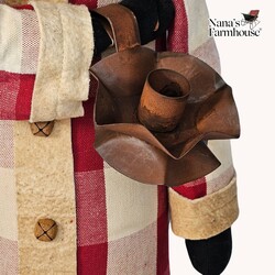 Pencil Santa Red Checks with Taper Holder - 21"