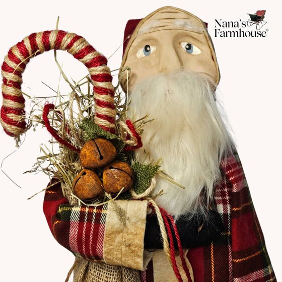 Candy Cane Pencil Santa with Bag - 21"