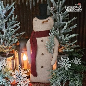 Snowman Doll with Red Scarf