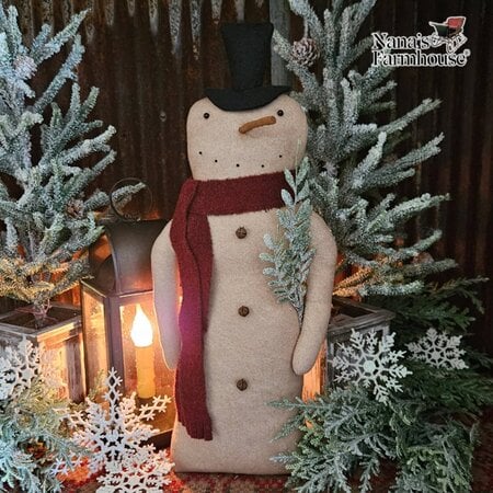 Snowman Doll with Red Scarf